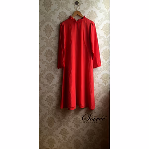 Soiree Couture Red moss crepe long dress