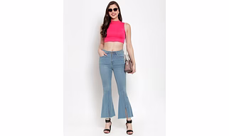 River of Design Ivana Front Slit Flare Jeans