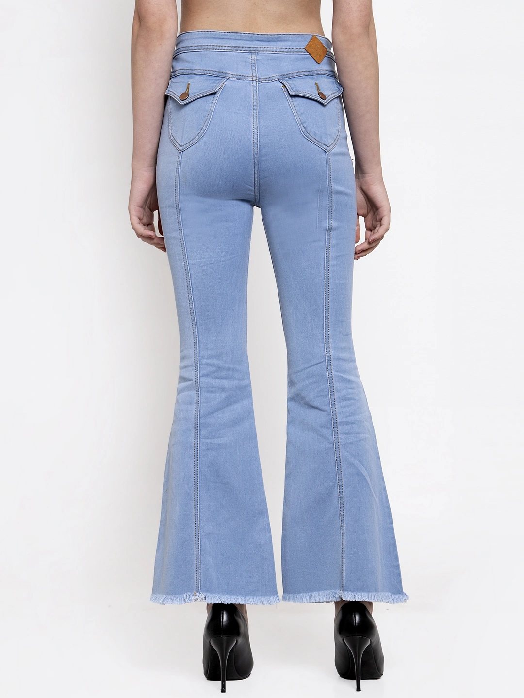 River of Design Ivana Flippy Flap Flare Jeans-28-Light Blue-4