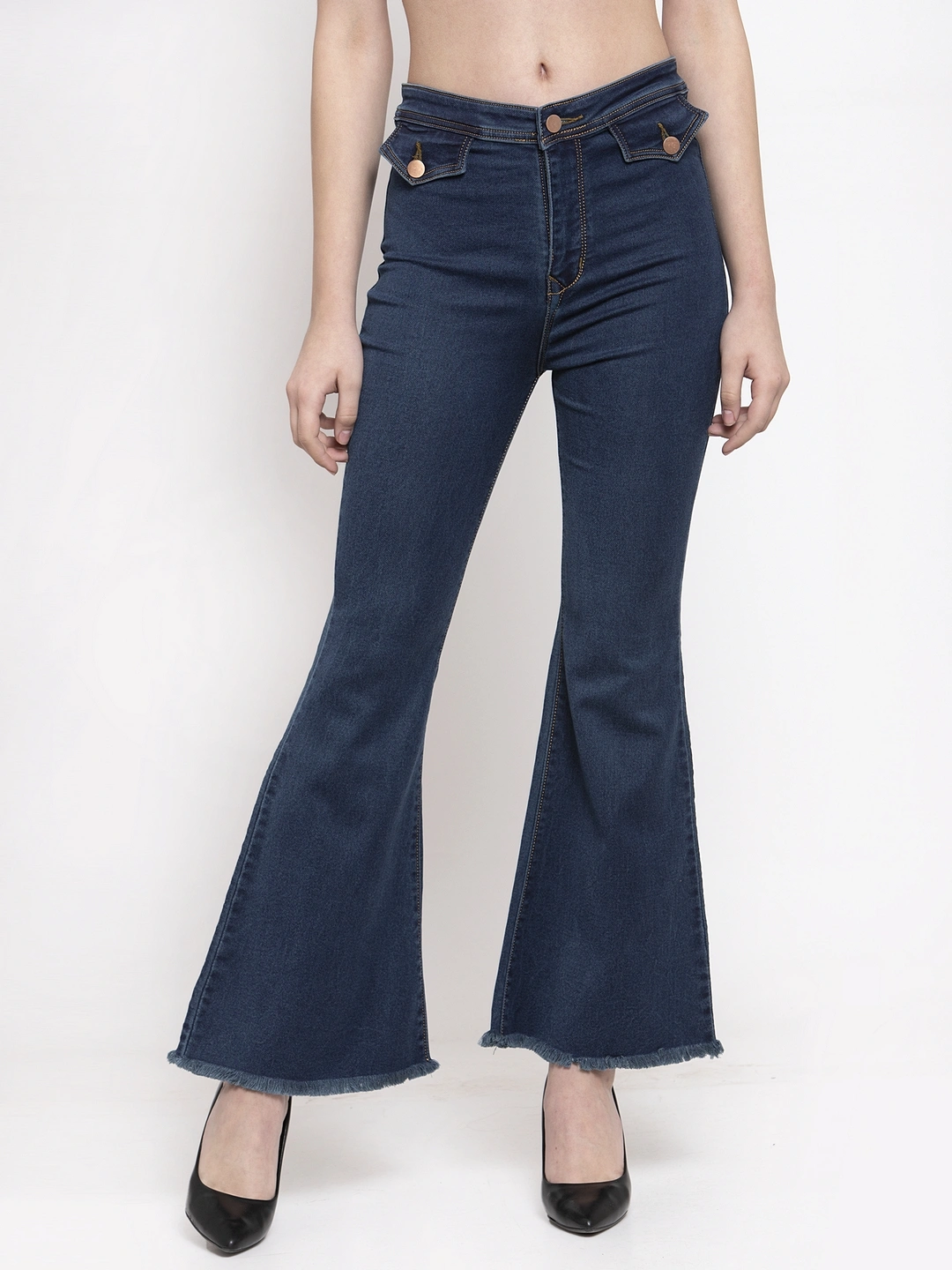 River of Design Ivana Flippy Flap Flare Jeans-30-Dark Blue-1