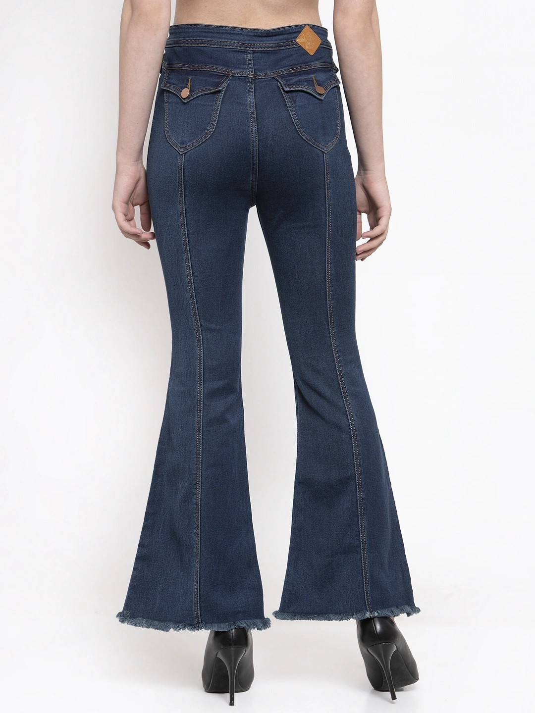 River of Design Ivana Flippy Flap Flare Jeans-30-Dark Blue-4