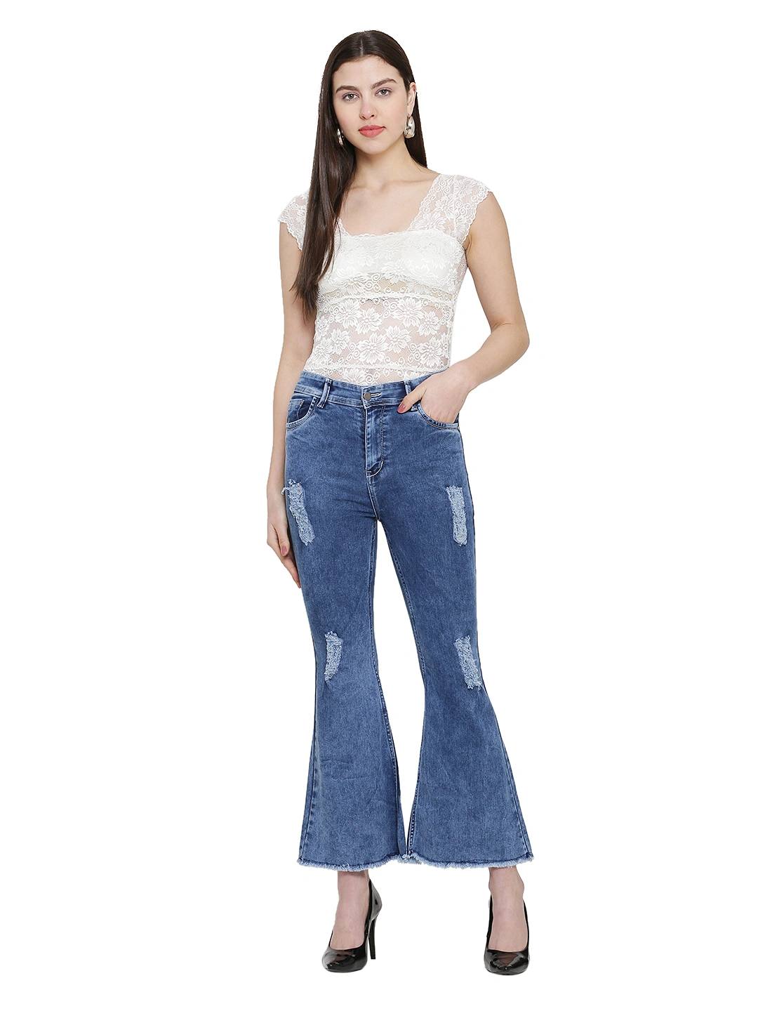 River of Design Ivana Say Yes To Distress Flare Jeans-5102_LGTBLU_30