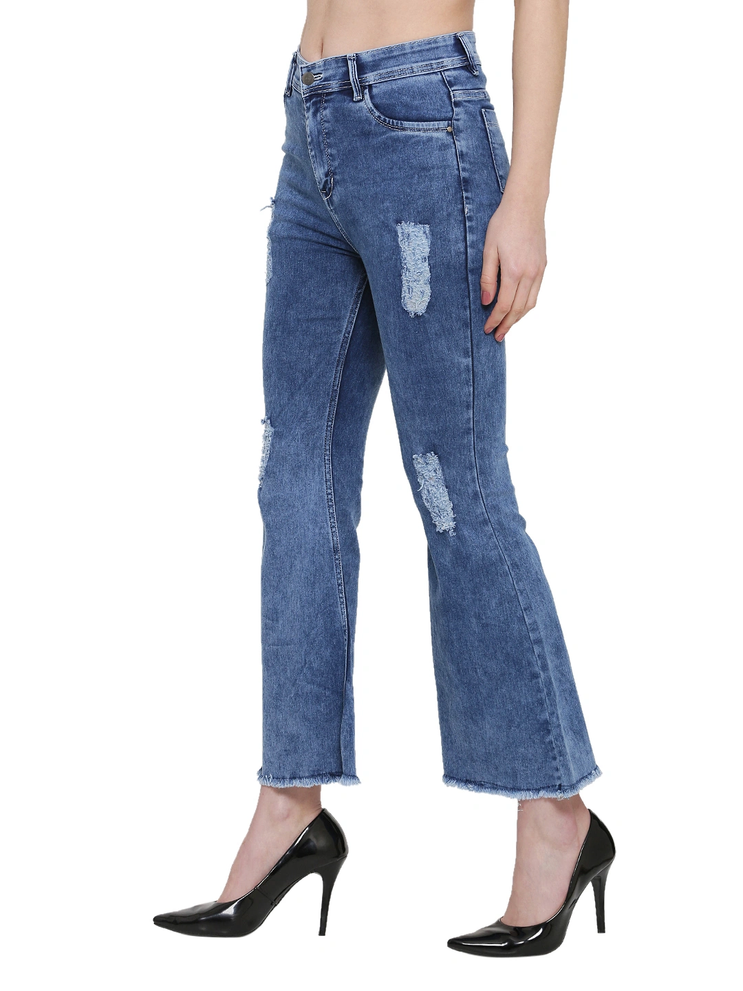 River of Design Ivana Say Yes To Distress Flare Jeans-28-Light Blue-3