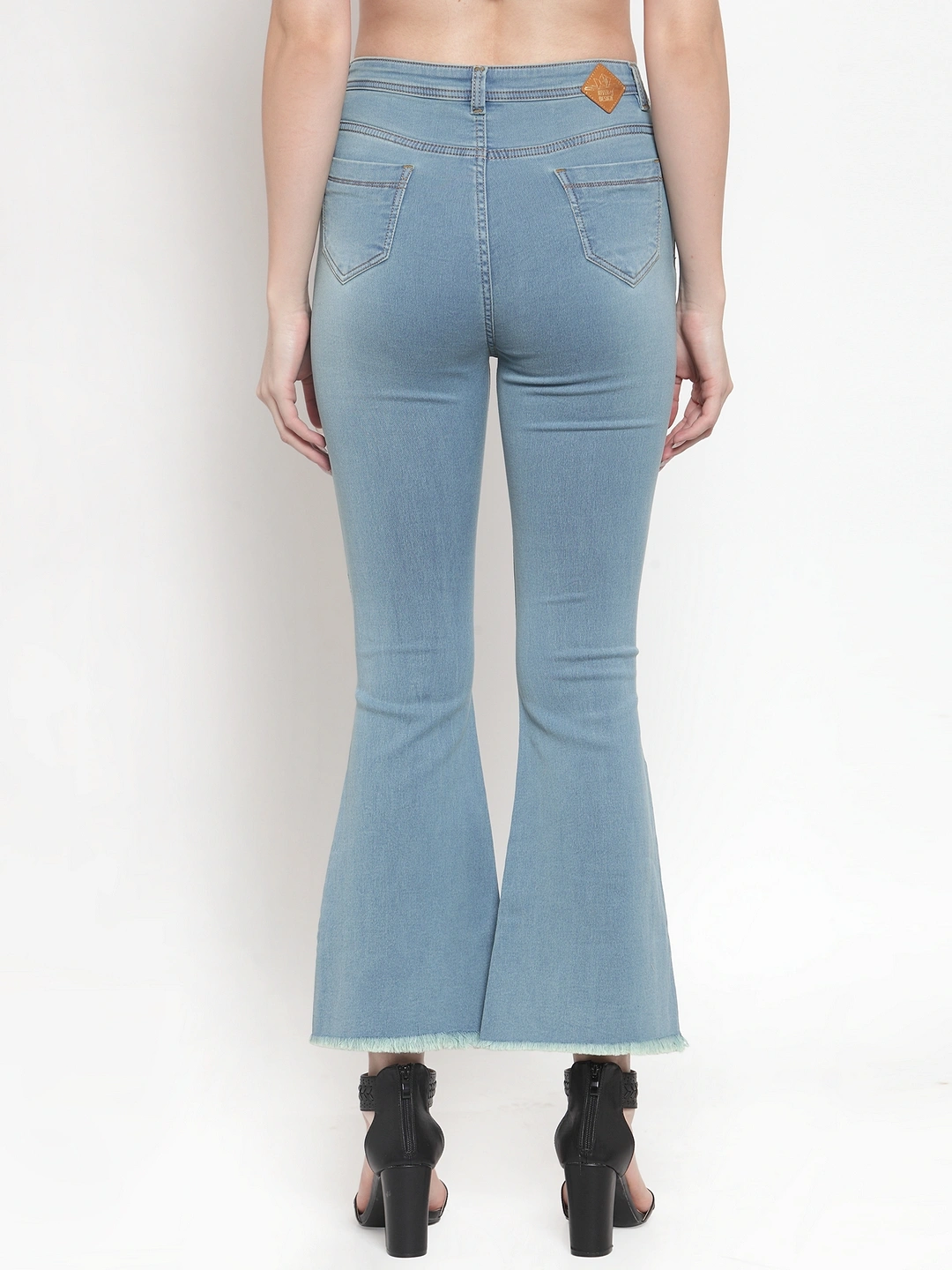 River of Design Ivana Front Slit Flare Jeans-Light Blue-32-3