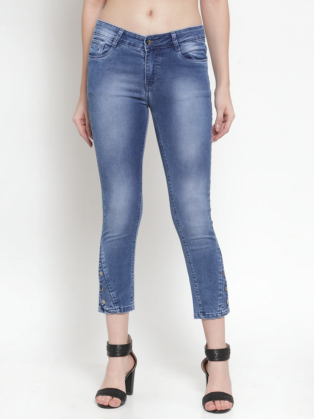 River of Design Aria Button Bottom Skinny Jeans-Blue-28-1