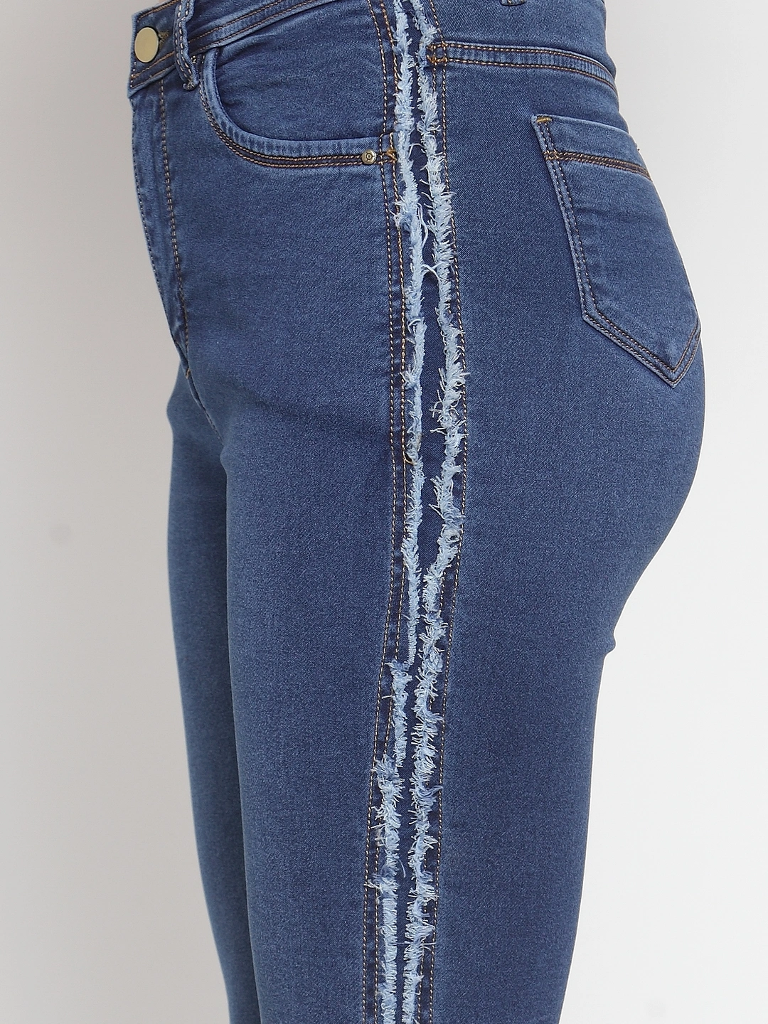 River of Design Ivana Side Frayed Skinny Jeans-30-30-Blue-Blue-5