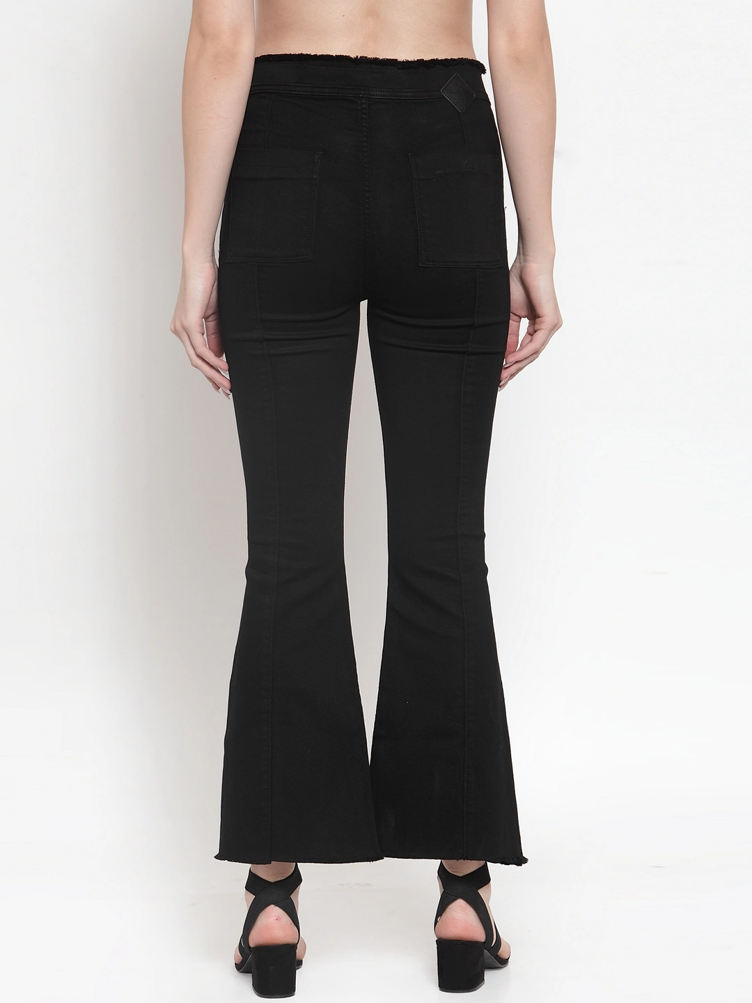 River of Design Frayed Waist Flare Jeans-Black-28-3