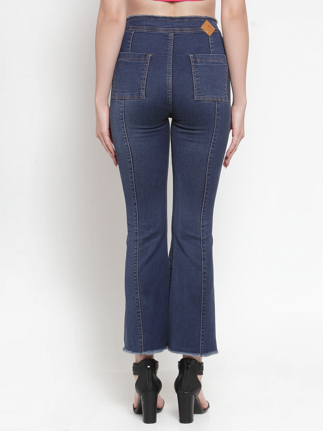 River of Design Frayed Waist Flare Jeans-Blue-34-3