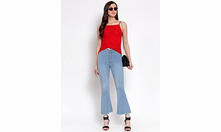 River of Design Frayed Waist Flare Jeans