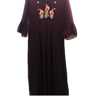 Fashion Women's Georgette Long Dress with Embroidery-XL-1