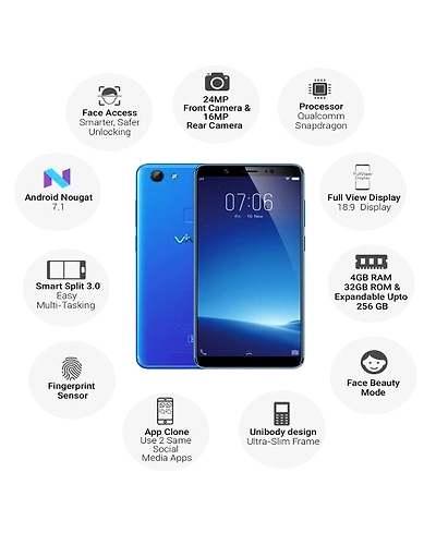 Vivo V7 ( 4GB  Ram)+(  32GB Storage )-Blue-4GB - 32GB-2