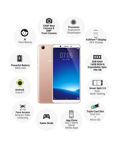 Vivo Y71 ( 3GB  Ram)+(  16GB Storage )-Gold-3GB - 16GB-2