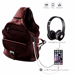 deal especial unisex 2 way use smart brown backpack/shoulder bag with usb and aux ports