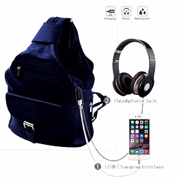 deal especial unisex 2 way use smart blue backpack/shoulder bag with usb and aux ports