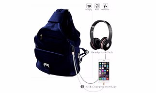 Deal Especial Unisex 2 Way Use Smart Blue Backpack/Shoulder Bag with USB and Aux Ports