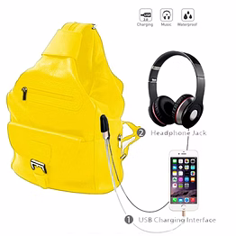 deal especial unisex 2 way use smart yellow backpack/shoulder bag with usb and aux ports