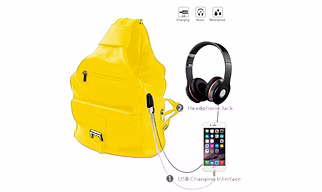 Deal Especial Unisex 2 Way Use Smart Yellow Backpack/Shoulder Bag with USB and Aux Ports