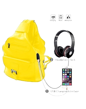 Deal Especial Unisex 2 Way Use Smart Yellow Backpack/Shoulder Bag with USB and Aux Ports