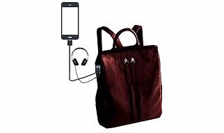 Deal Especial multiple use brown casual backpack shoulder bag with USB Charging Point and Music AUX 