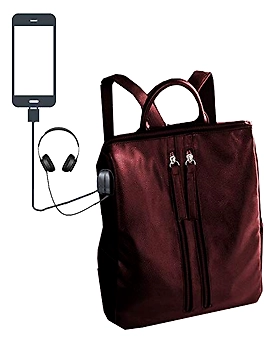 Deal Especial multiple use brown casual backpack shoulder bag with USB Charging Point and Music AUX 
