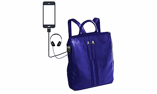 Deal Especial multiple use blue casual backpack shoulder bag with USB Charging Point and Music AUX E