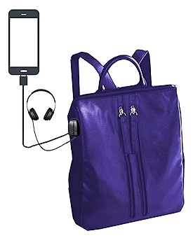Deal Especial multiple use blue casual backpack shoulder bag with USB Charging Point and Music AUX E