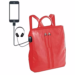 deal especial multiple use pink casual backpack shoulder bag with usb charging point and music aux e
