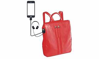 Deal Especial multiple use pink casual backpack shoulder bag with USB Charging Point and Music AUX E