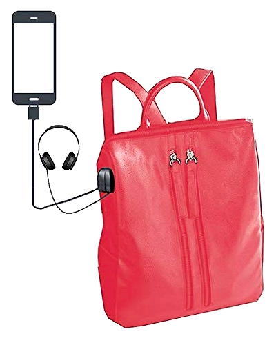 Deal Especial multiple use pink casual backpack shoulder bag with USB Charging Point and Music AUX E-DE_FHB_308C