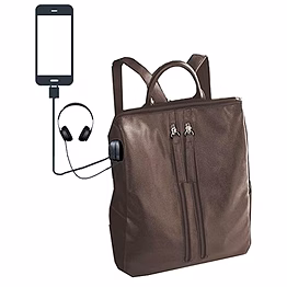 deal especial multiple use grey casual backpack shoulder bag with usb charging point and music aux e