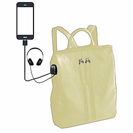 deal especial multiple use white casual backpack shoulder bag with usb charging point and music aux