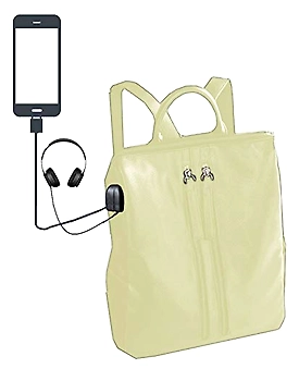 Deal Especial multiple use white casual backpack shoulder bag with USB Charging Point and Music AUX 