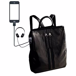 deal especial multiple use black casual backpack shoulder bag with usb charging point and music aux