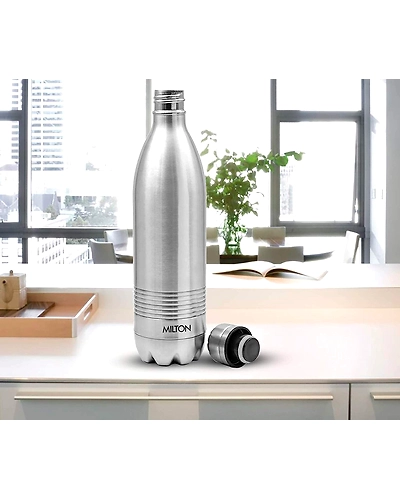Milton Thermosteel Duo Deluxe Vacuum Insulated Flask, 1L (Silver)-1