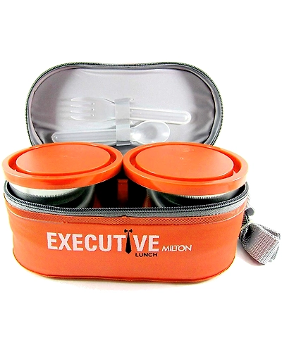 Milton Executive Lunch Box Set, 3-Pieces, 260 ml, Orange-1