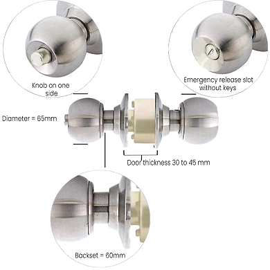 Hettich SS Washroom door knob HCK 01-1