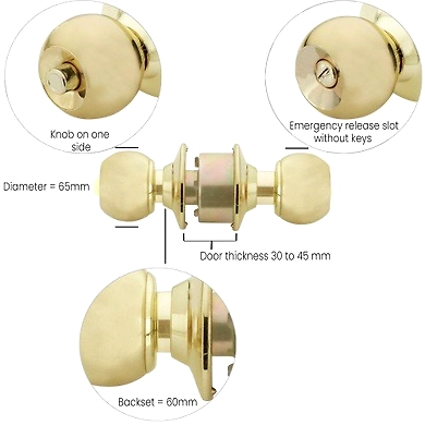 Hettich PB Washroom door knob HCK 01-1