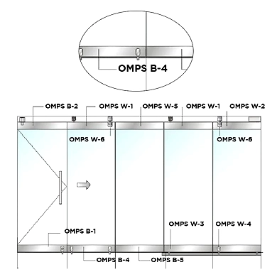 P022 - Top Glass Door Patch Fitting to suit / Transom Closer (side load)-500294