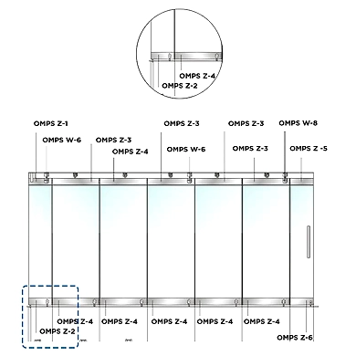 P062 - Glass Door Connector for over panel and side panel with stop-500299