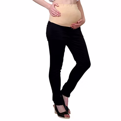 Maternity Pants With Tummy Support Rib &amp; Pockets-BR056