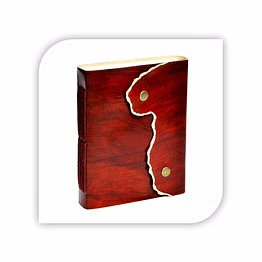 red leather travel journal with button