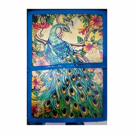 peacock printed fabric pipin notebook