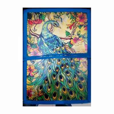 peacock printed fabric pipin notebook