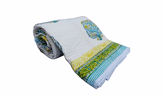 Double Bed Cotton Printed Jaipuri Quilt (Rajai) Reversible King Size Online