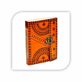 traditional print leather travel journal
