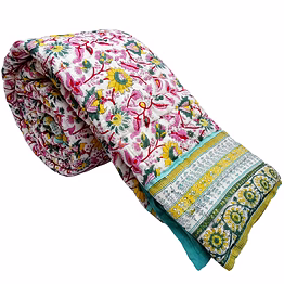 floral print white handmade cotton king size bedspread quilts for winter online