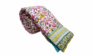 Floral Print White Handmade Cotton King Size Bedspread Quilts For Winter Online