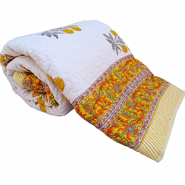 jaipuri cotton quilt blanket king size sunflower printed fully reversible online