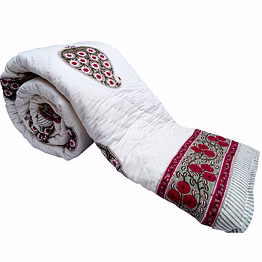 handmade white cotton double bed warm quilt king size printed reversible online