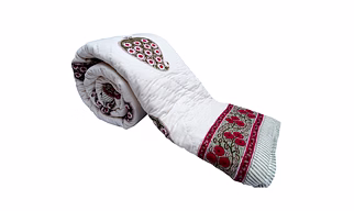 Handmade White Cotton Double Bed Warm Quilt King Size Printed Reversible Online
